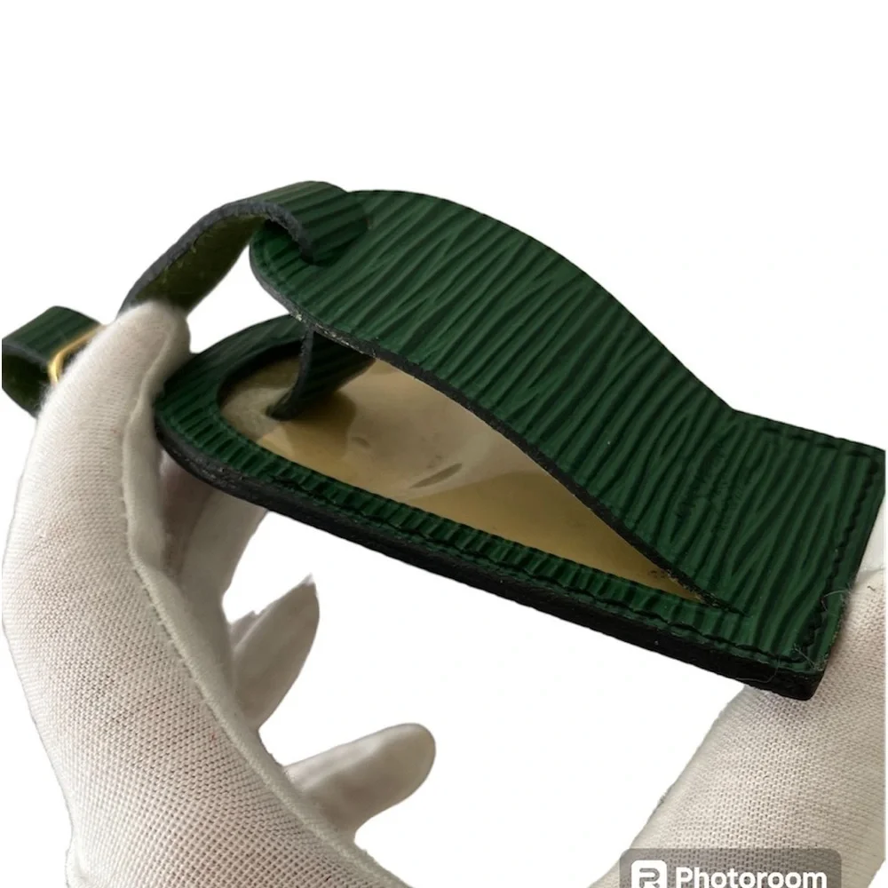 Rare Louis Vuitton Borneo Green Epi Leather Luggage Tag with Poignet France